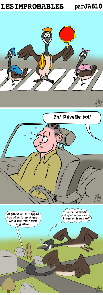 This comic was publish in the Le Voyageur Newspaper on Wednesday April 19 2023.